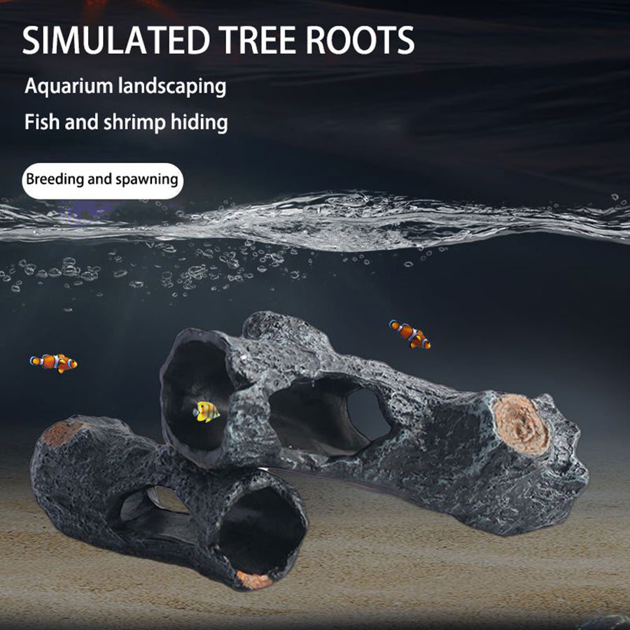 Aquarium Shrimp Hide, Simulation Tree Stump Shelters with PVC Making, Fish Tank Cave Shelter for Small Fish Shrimp and Betta