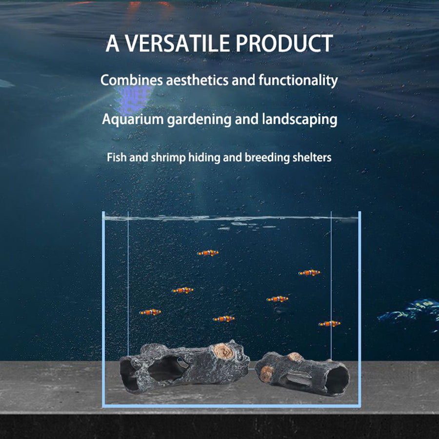 Aquarium Shrimp Hide, Simulation Tree Stump Shelters with PVC Making, Fish Tank Cave Shelter for Small Fish Shrimp and Betta