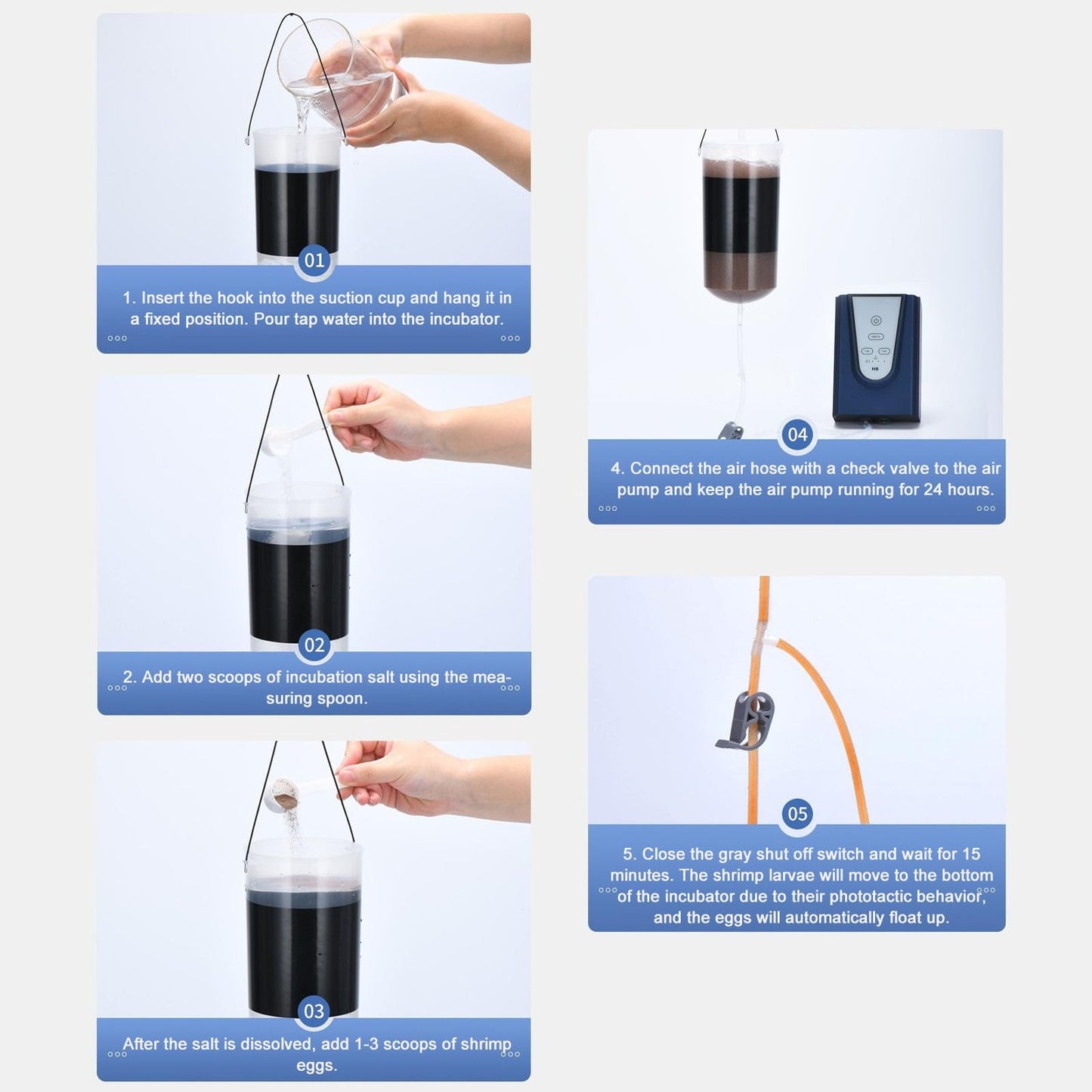 Brine Shrimp Hatchery Kit with Net, Incubator Set for Brine Shrimp Eggs Hatching