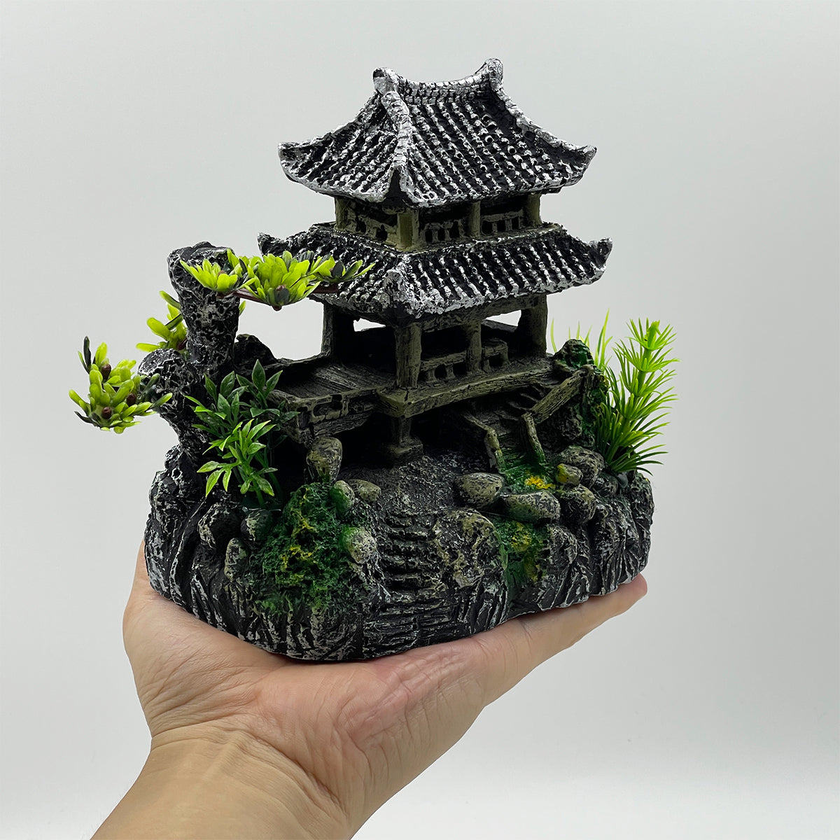 Classical Chinese Landscape for Aquarium Decorations, Fish Tank Castle with Shelf, Aquarium Ornament for Guppy Betta Clownfish