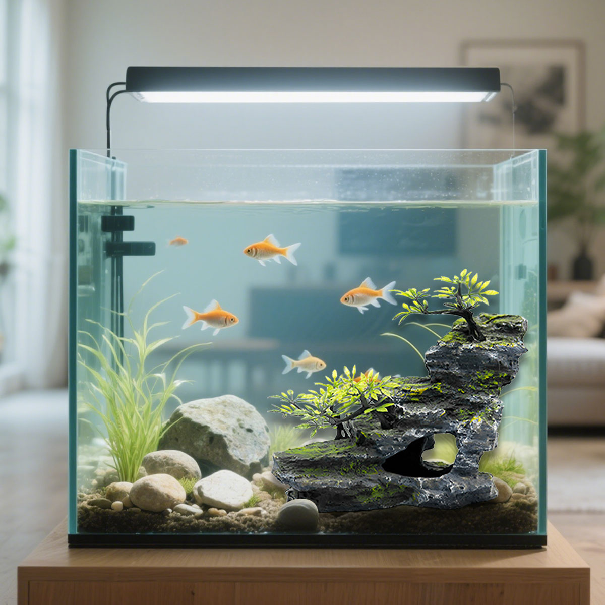 Aquarium Mountain View,Rockery Landscape wih Resin Making,Fish Tank Decoration for Betta Hideout Cave Rockery Shrimp Hide(Small)