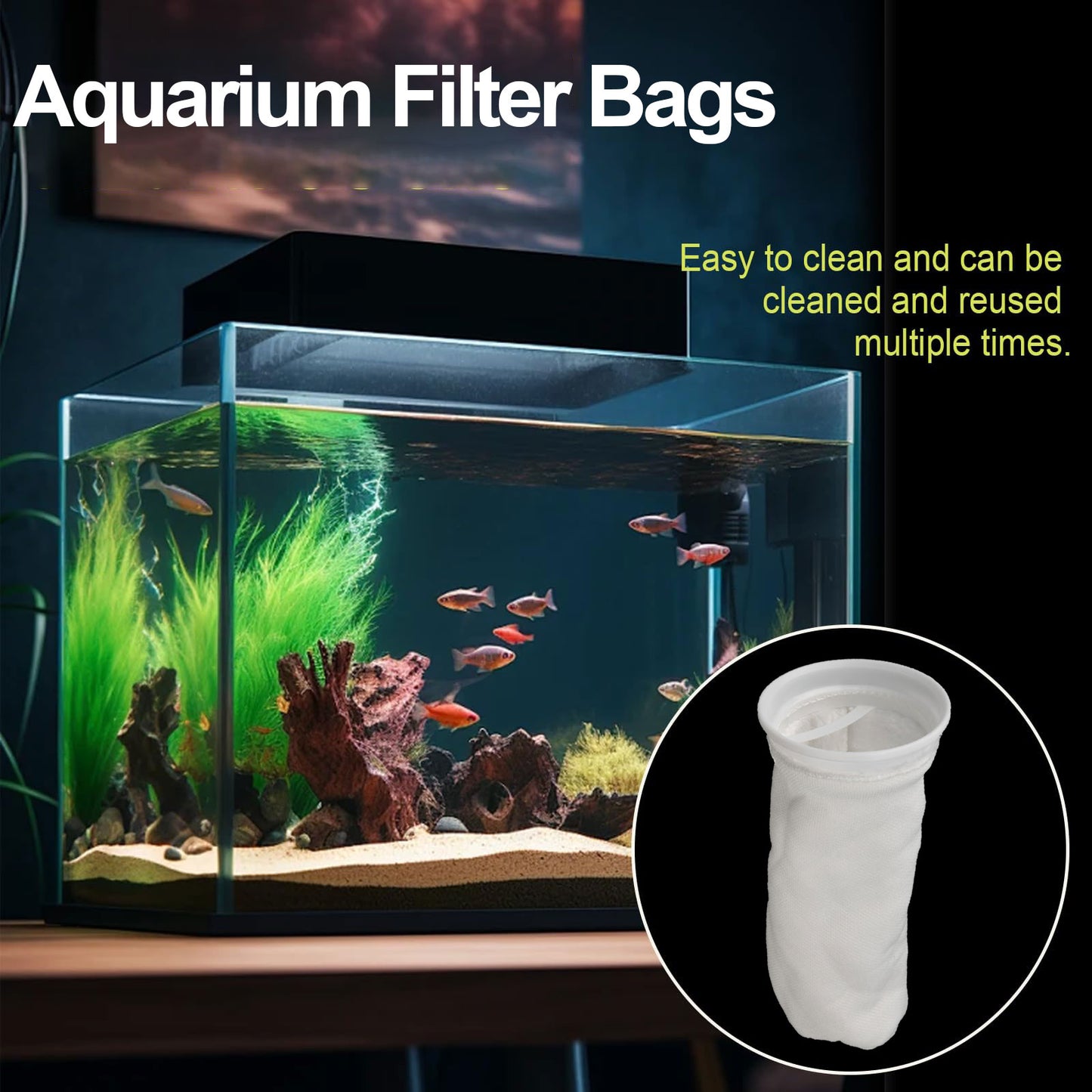 4/8 PCS 4 Inch Ring Filter Sock, Filter Sock Mesh Bag for Extra Fine Aquarium Filter Bag