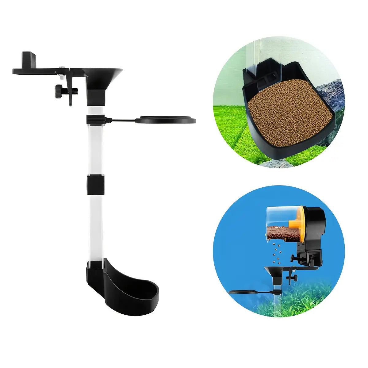 Aquarium Feeding Tube with Floating Feeding Ring for Fish Tank, Shrimp Feeding Tube and Dish Set, Can Be Clamped to the Tanktransparent with Black, Fish Shrimp Food Feeder