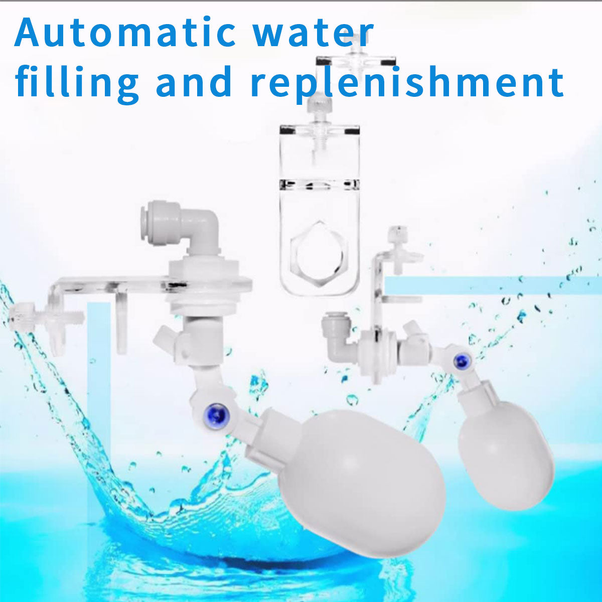 Auto Water Filler, Plastic Nonelectric Water Level Controller Auto Top Off System Adjustable Valve Mounting for Aquarium Fish, Adjustable Tube Float Valve Kit for Aquarium Water Purifiers (1 Float + 3Connect)