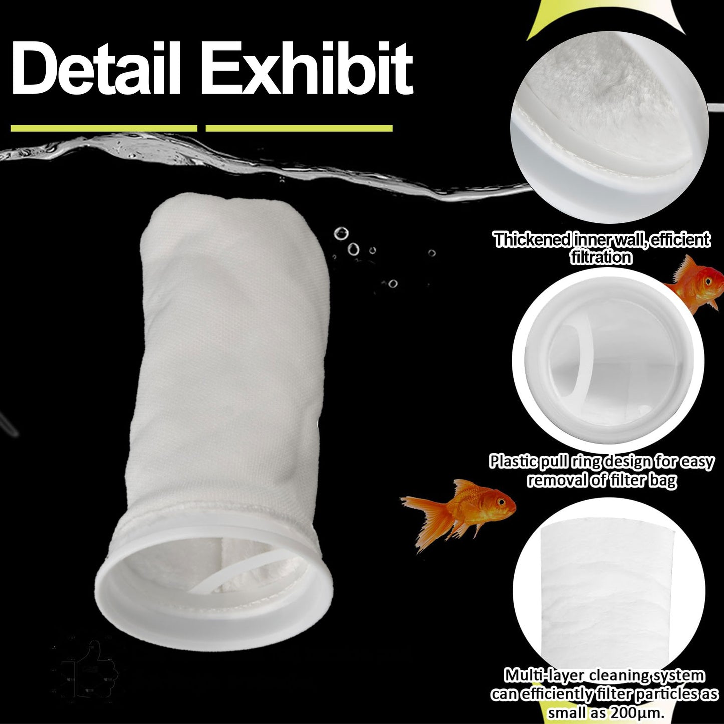 4/8 PCS 4 Inch Ring Filter Sock, Filter Sock Mesh Bag for Extra Fine Aquarium Filter Bag