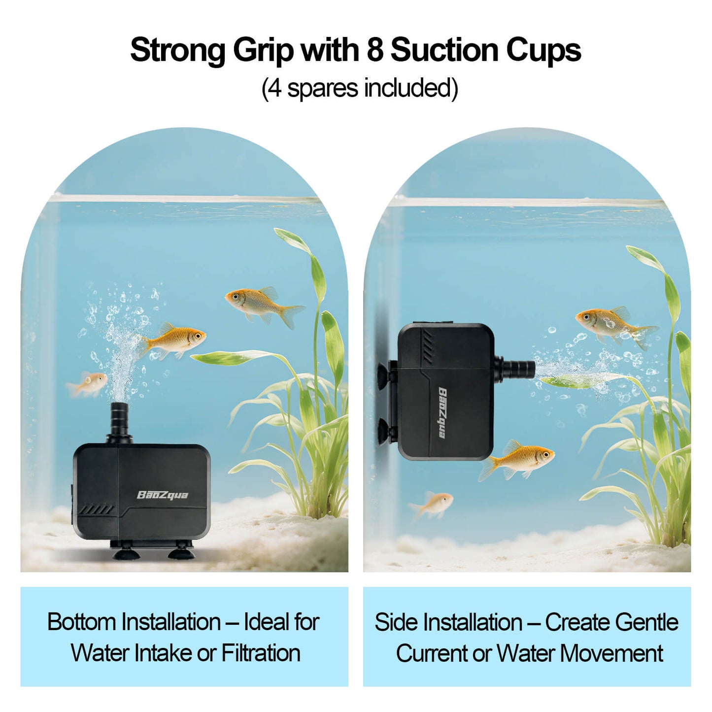 580GPH (2200L/H, 32W) Submersible Water Pump, Quiet & Energy-Efficient Fountain Pump, for Aquarium, Fish Tank, Pond, Fountain, Waterfall, Hydroponics, with 3 Nozzles and 6.6ft Power Cord
