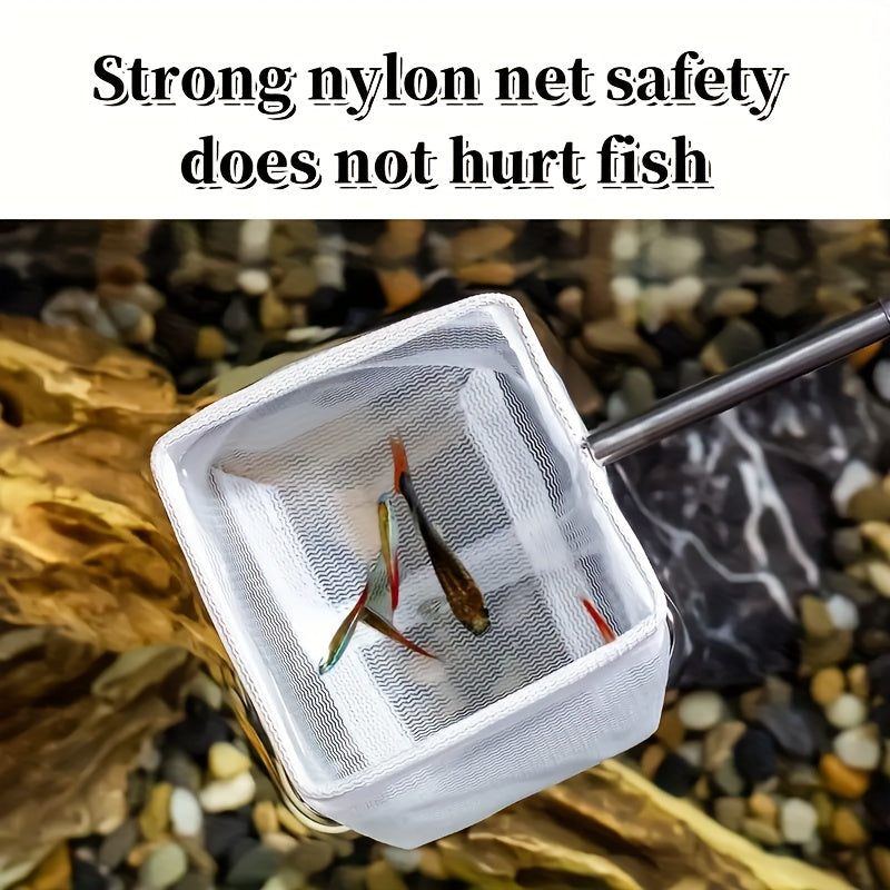 2Pcs/Set Aquarium Stainless Steel Fish Net for Small Fish Tank, Shrimp Net, Aquarium Betta Fish Tank Accessories, Retractable Adjustable Fishing Net Fast-Dry Mesh Scoop