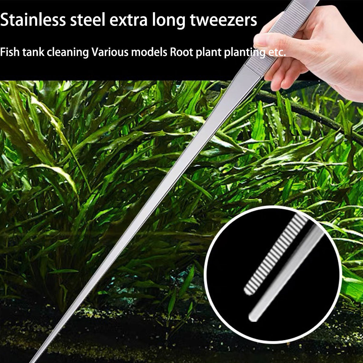 2-Pack 15 INCH Stainless Steel Long Tweezers, Curved and Straight Design with No Slip Grasp Tips Reptile Feeding Tongs, Aquascape Tools Snake Bearded Dragon Tank Accessories