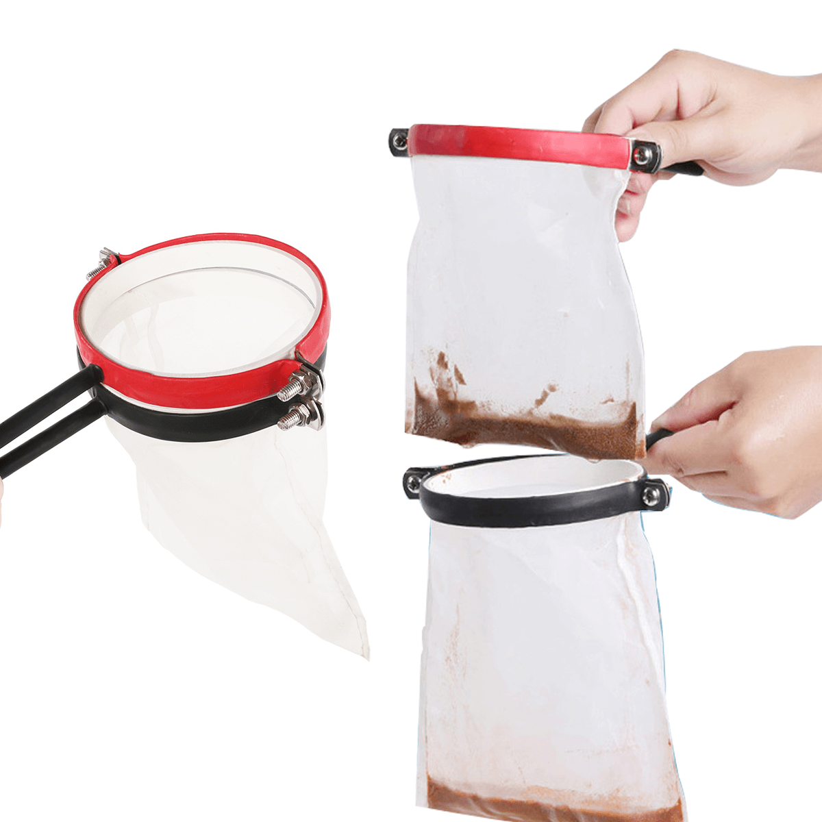 Stainless Steel Handheld Brine Shrimp Separator with Silicone Grip – Large Red Egg, Ultra-Fine Egg, or Combo Set for Brine Shrimp Hatchery