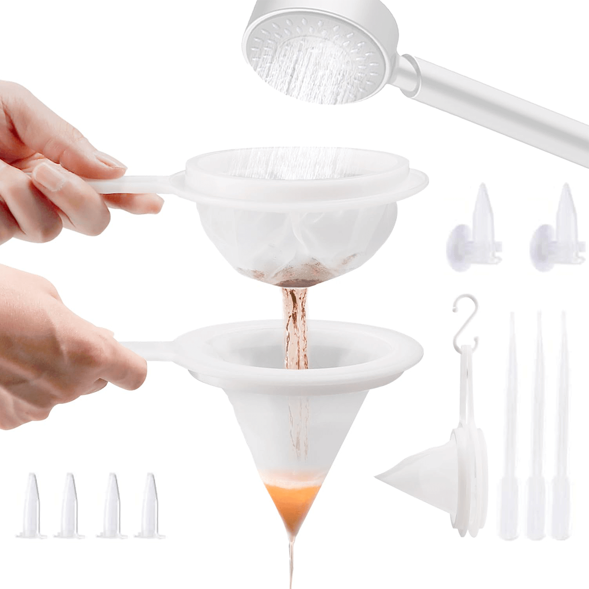Brine Shrimp Net Separator Kit - 80/200 Mesh Filters with Collapsible Handle & Feeding Tubes for Brine Shrimp Harvesting