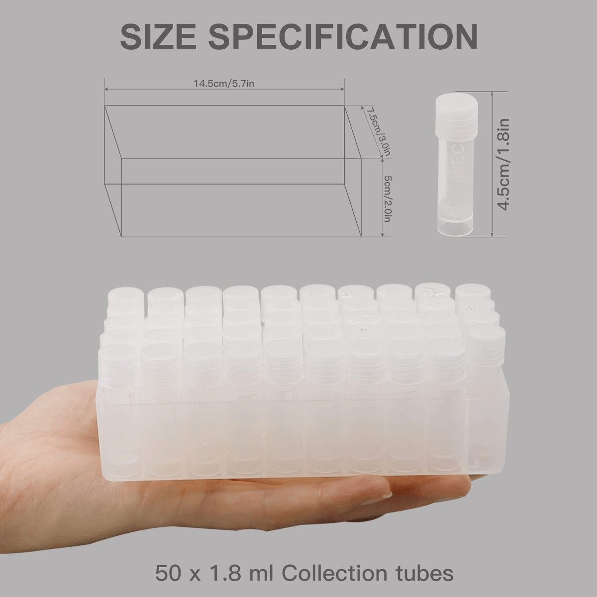 50pcs 1.8ml Brine Shrimp Collection Tubes with Clear Storage Box – For Brine Shrimp Hatchery, Freezing & Storing Baby Brine Shrimp