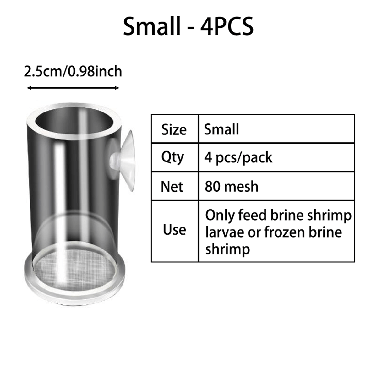 4PCS Acrylic Brine Shrimp Feeding Cups with 80 Mesh Net – Semi-Automatic Feeder Rings for Guppy, Betta, and Fish Fry – For Fresh or Frozen Baby Brine Shrimp