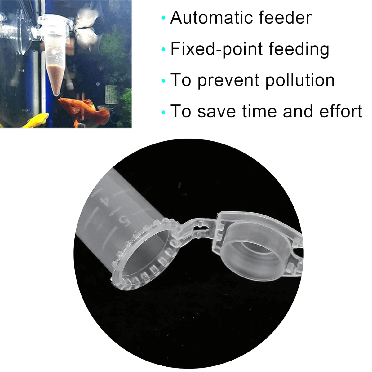 10PCS Shrimp Feeding Dish with Fish Feeding Tube – 2.36" Transparent Feeder for Shrimp Larvae, Freshwater & Saltwater Aquariums