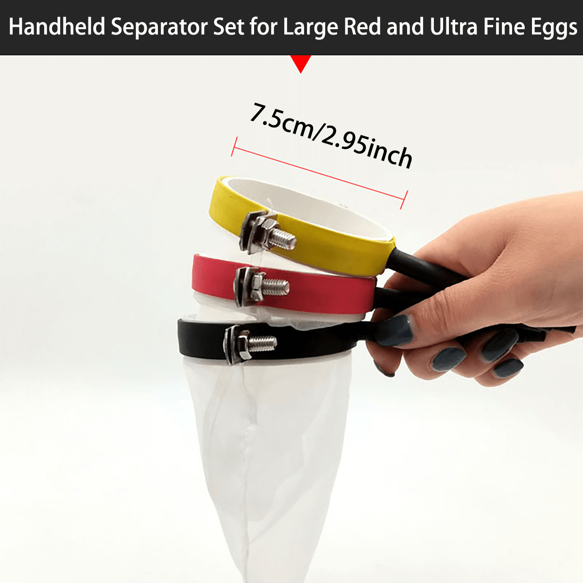 Stainless Steel Handheld Brine Shrimp Separator with Silicone Grip – Large Red Egg, Ultra-Fine Egg, or Combo Set for Brine Shrimp Hatchery