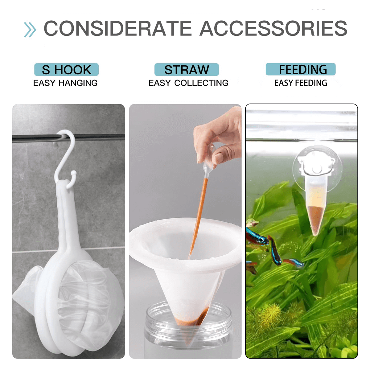 Brine Shrimp Net Separator Kit - 80/200 Mesh Filters with Collapsible Handle & Feeding Tubes for Brine Shrimp Harvesting
