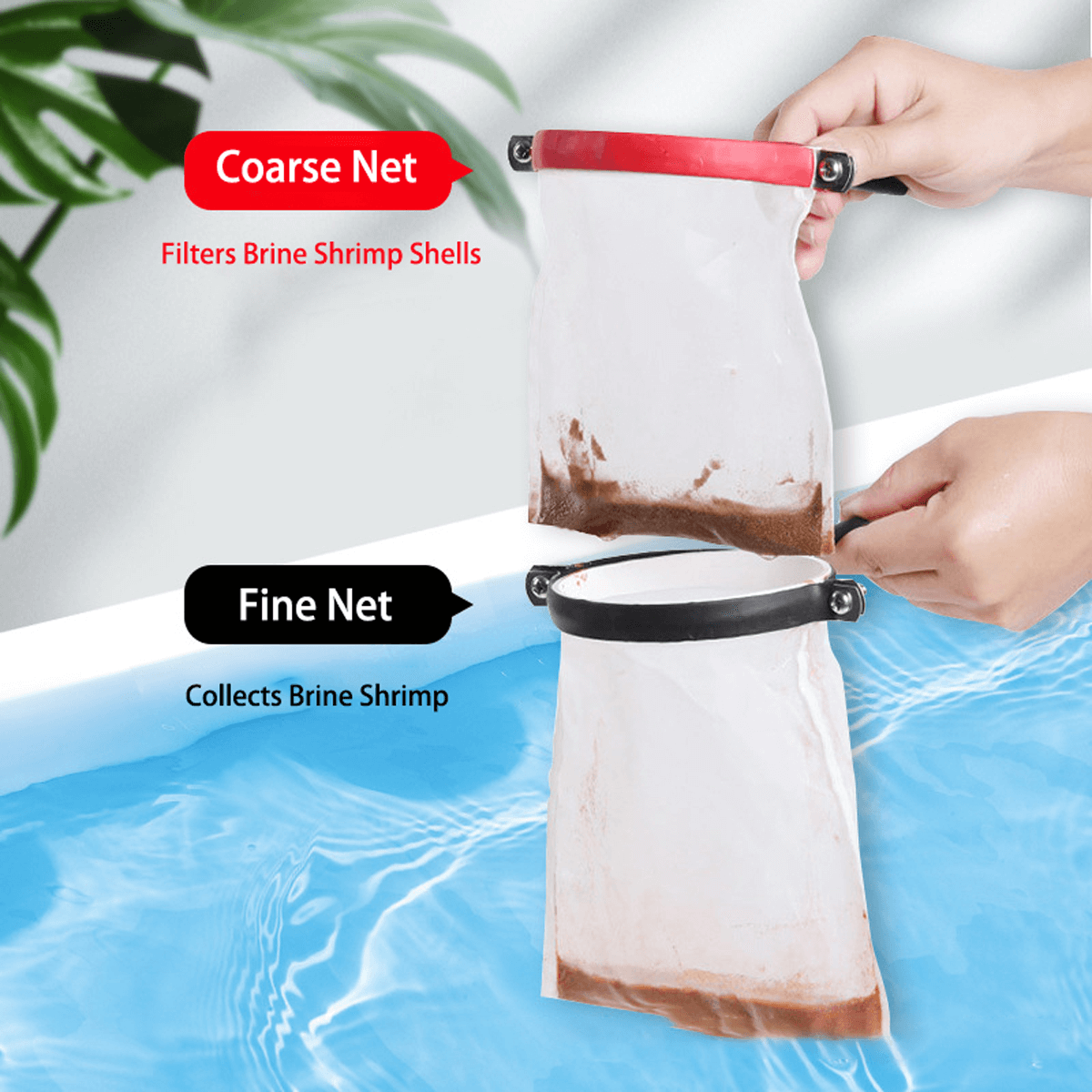 Stainless Steel Handheld Brine Shrimp Separator with Silicone Grip – Large Red Egg, Ultra-Fine Egg, or Combo Set for Brine Shrimp Hatchery