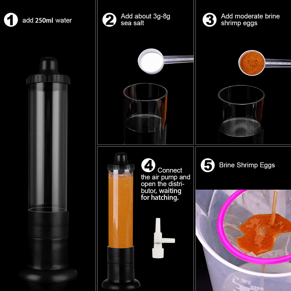 Upgraded 2.0 Brine Shrimp Hatchery Kit - Indoor/Outdoor Aquarium Artemia Incubator for Live Fish & Shrimp Food | Easy Hatching Tool