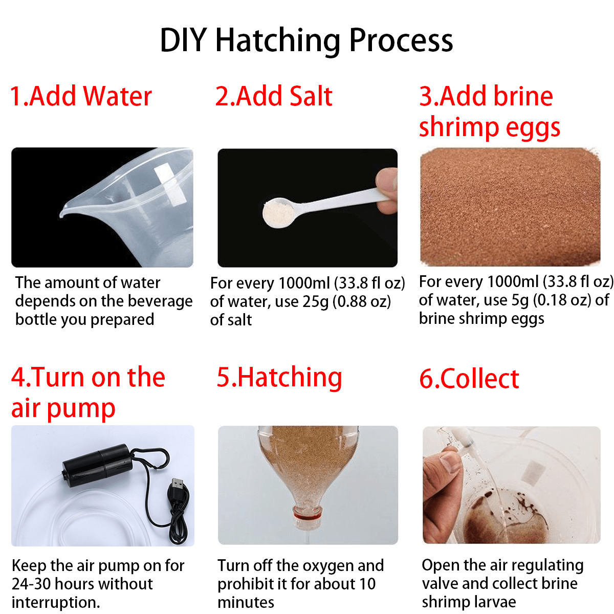 DIY Brine Shrimp Hatchery Kit - Soda Bottle Adapter for Artemia Eggs