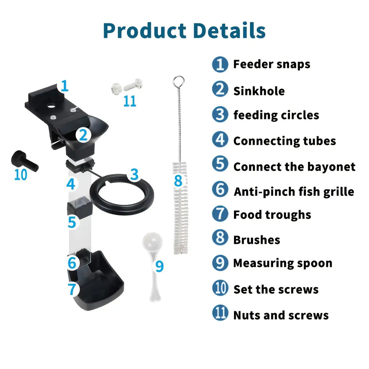 Aquarium Feeding Tube with Floating Feeding Ring for Fish Tank, Shrimp Feeding Tube and Dish Set, Can Be Clamped to the Tanktransparent with Black, Fish Shrimp Food Feeder