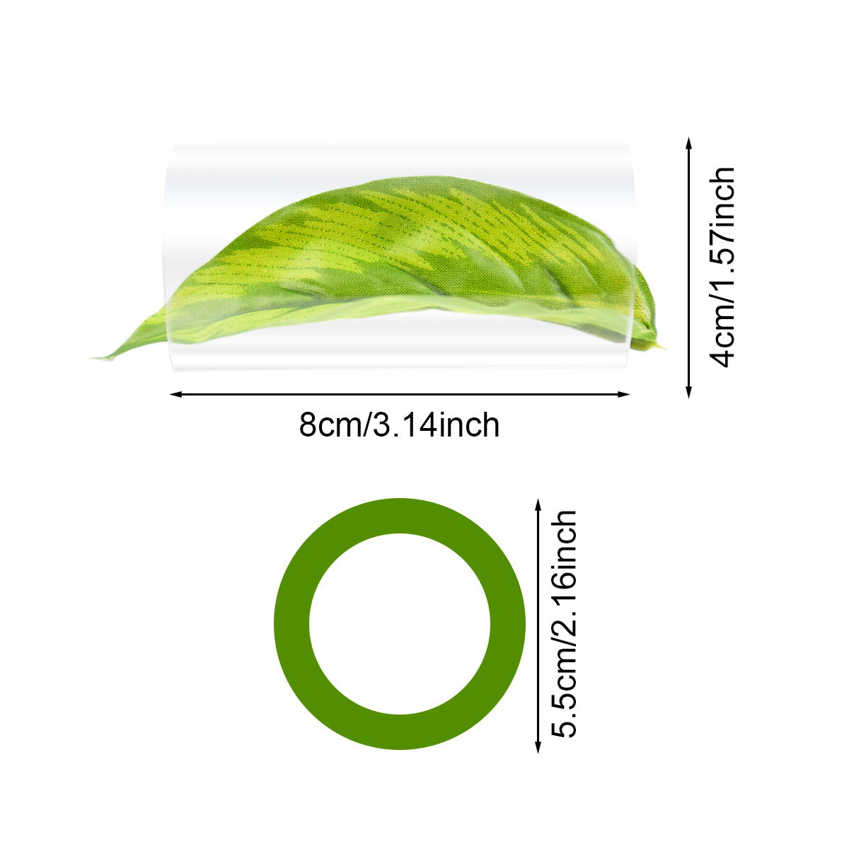Aquarium Acrylic Tube Tunnel with Suction Cup and Floatation Rings, Betta Fish Hammock, Betta Fish Leaf Mat Breeding and Resting Bed Simulating the Natural Habitat of Betta Fish Spawning Grounds, Betta Fish Shelter, Eva Rings, Green