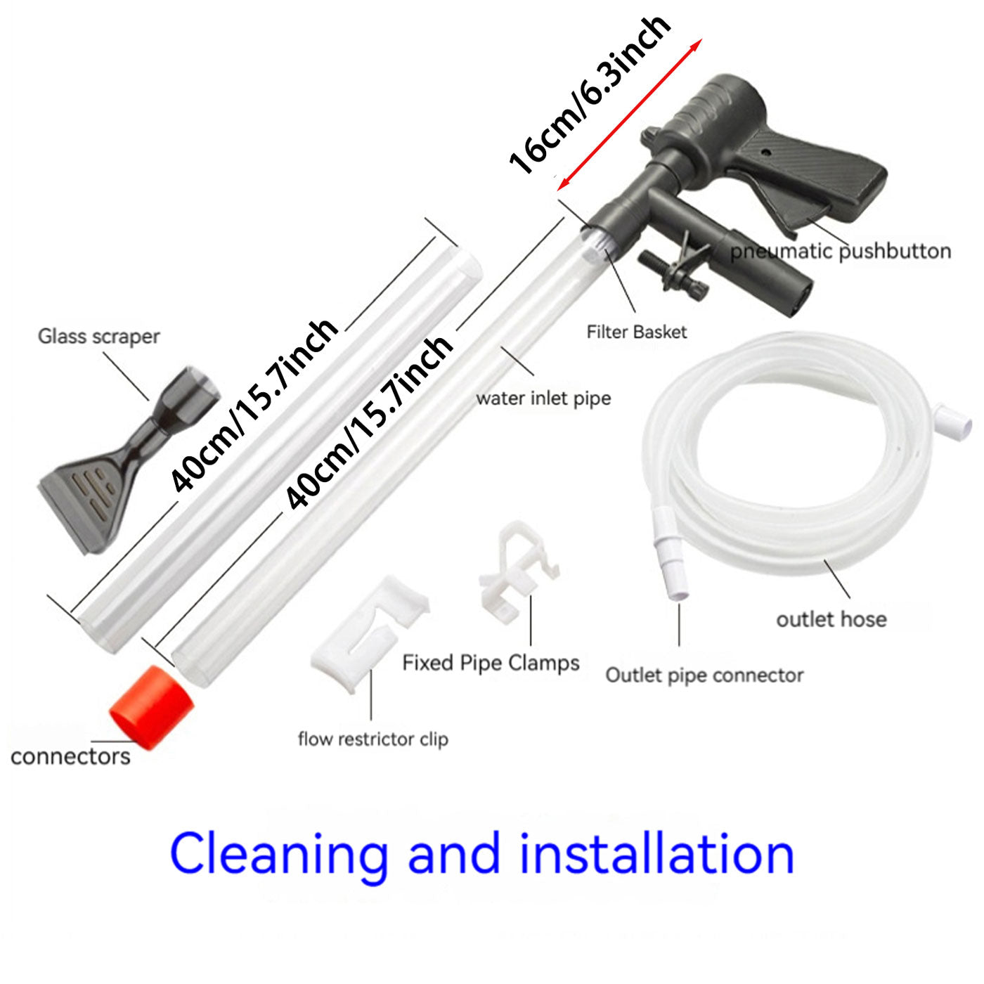 Aquarium Gravel Cleaner Vacuum, Water Changer and Sand Cleaner Kit for Fish Tank