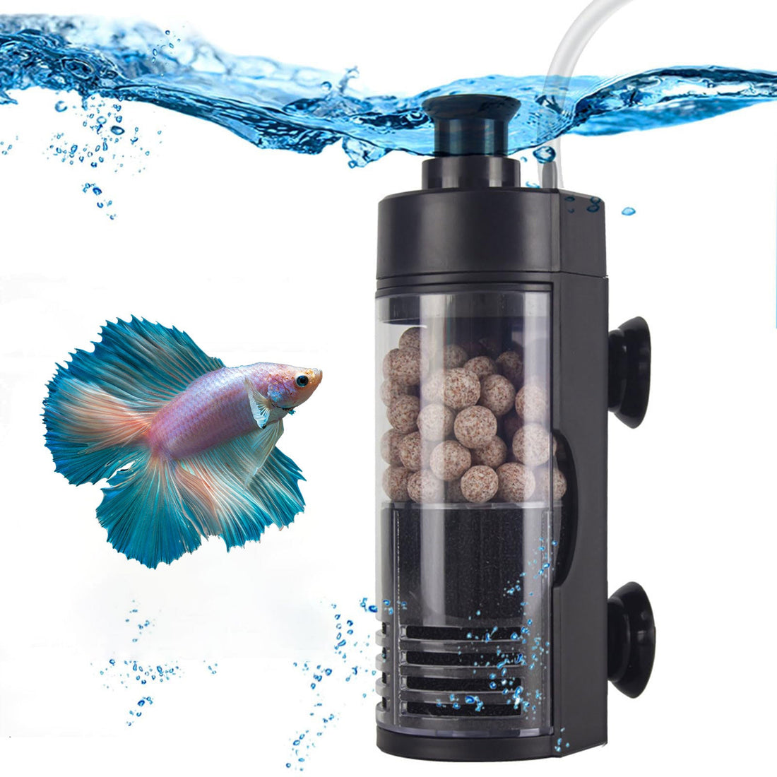 Sponge filter running in a planted cherry shrimp tank