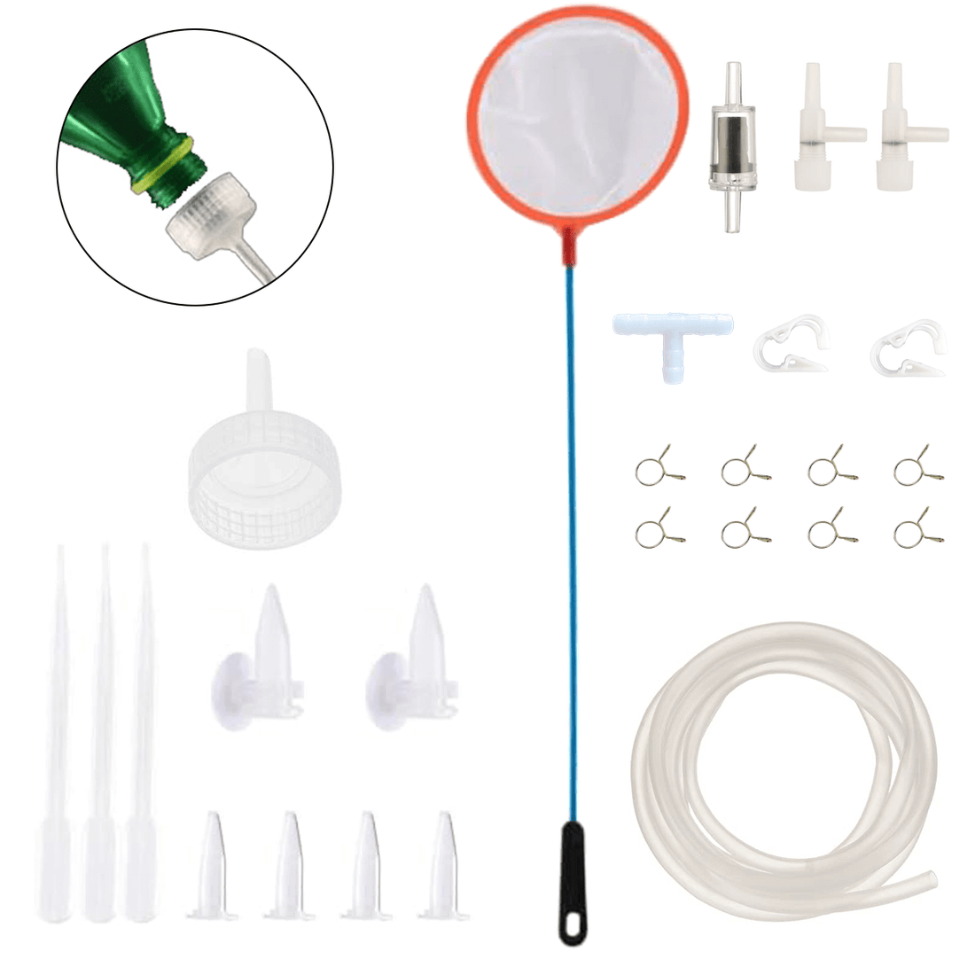 1.5L Evian bottle with brine shrimp hatchery adapter screwed on top