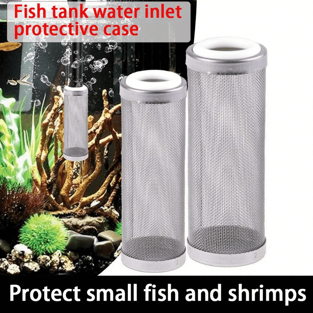 2PCS Aquarium Filter Intake Guard, Stainless Steel Mesh Inflow Aquarium Filter Guard Intake Cover for Shrimp and Fish, Water Inlet Protector 12/16MM