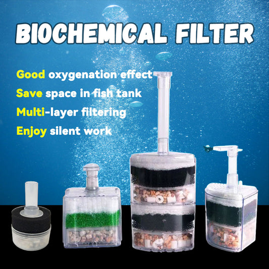 Aquarium Corner Sponge Filter,Bio Foam Filter with Natural Stone Gravels and Ceramic Rings for Fish Tank (Air Pump Not Included)