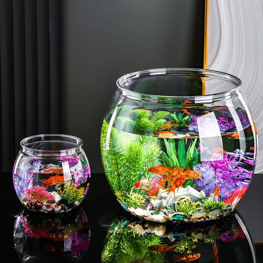 Plastic Acrylic Round Transparent for Fish Tank, Not Easy to Broke, Living Room Desktop Office Aquarium Tank, Fish Turtle Ornamental Tank, 1-4Gallons