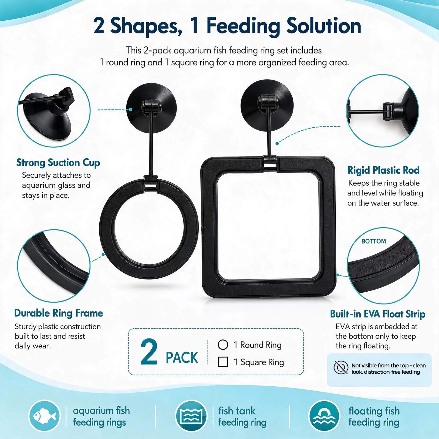 BaoZqua 2 Pack Betta Fish Feeding Ring, Floating Aquarium Fish Tank Feeder