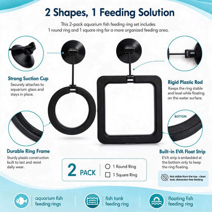 BaoZqua 2 Pack Betta Fish Feeding Ring, Floating Aquarium Fish Tank Feeder