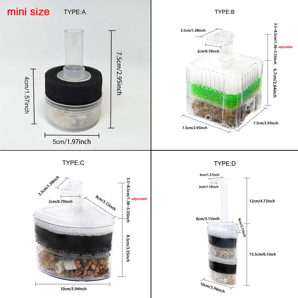 Aquarium Corner Sponge Filter,Bio Foam Filter with Natural Stone Gravels and Ceramic Rings for Fish Tank (Air Pump Not Included)