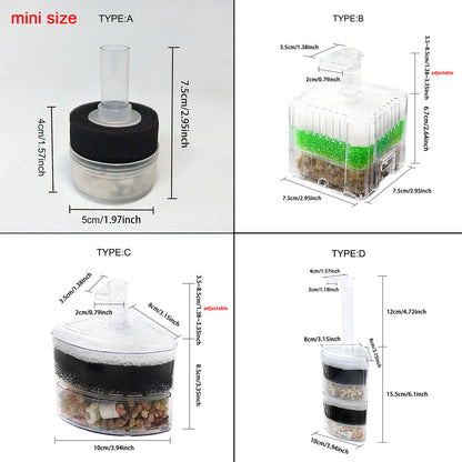 Aquarium Corner Sponge Filter,Bio Foam Filter with Natural Stone Gravels and Ceramic Rings for Fish Tank (Air Pump Not Included)