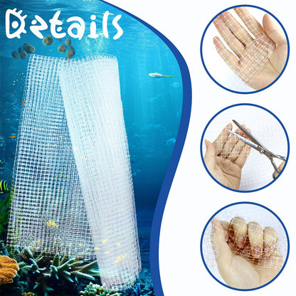7PCS Aquarium Clear Mesh Netting, Aquarium Lid, Fish Net for Fish Tank Cover, Fish Tank Lid, Transparent Air Screen Top Cover Replacement for Aquarium Fish Tank Covering, Plastic Mesh Screen for Aquarium Net, Aquarium Top Cover, 100 X 120CM