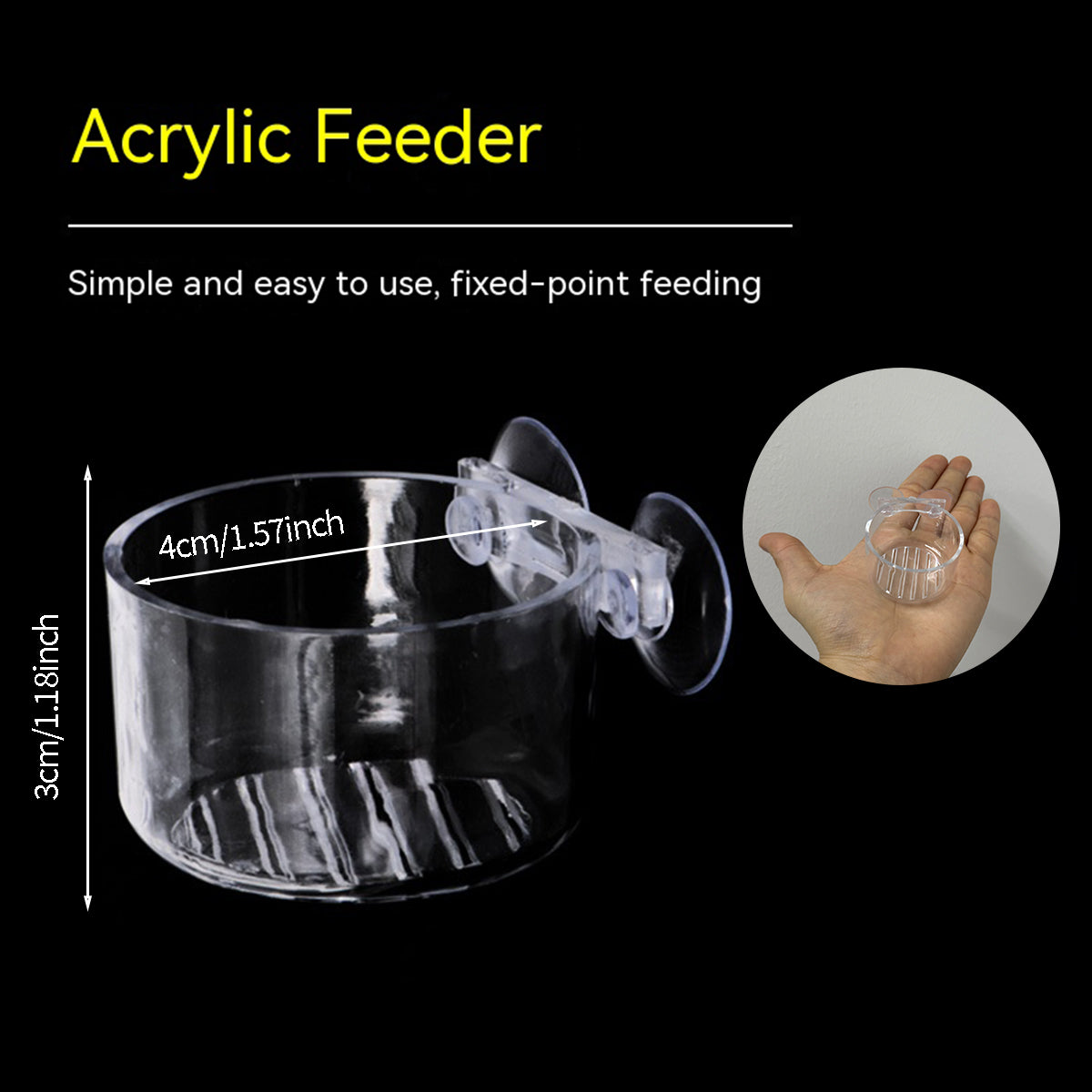 3PCS Aquarium Red Worm Fish Feeder, Transparent Suction Cup Fishes Feeding Cup Food Container for Feeding Shrimp Fish, for Aquarium or Small Fish, Turtle Aquarium(Acrylic  Hole Cup)
