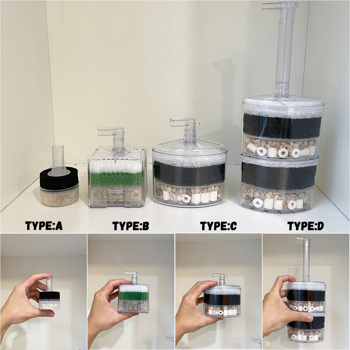 Aquarium Corner Sponge Filter,Bio Foam Filter with Natural Stone Gravels and Ceramic Rings for Fish Tank (Air Pump Not Included)