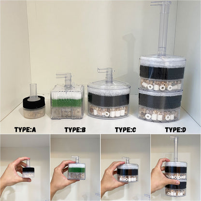 Aquarium Corner Sponge Filter,Bio Foam Filter with Natural Stone Gravels and Ceramic Rings for Fish Tank (Air Pump Not Included)