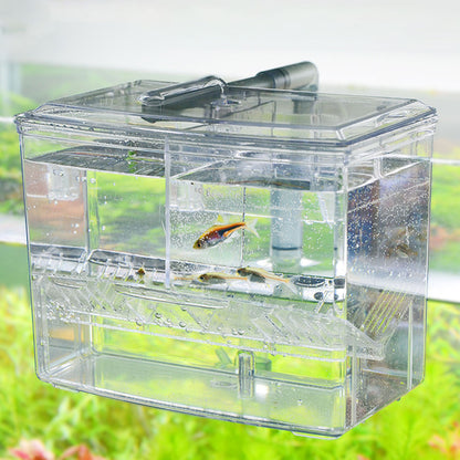 Acrylic Hang-On Breeding & Isolation Box — Fry/Shrimp Incubator & Refugium, Medium 2-Chamber (No Pump) / Large 3-Chamber (No Pump), Clear External Hatchery for Freshwater & Marine