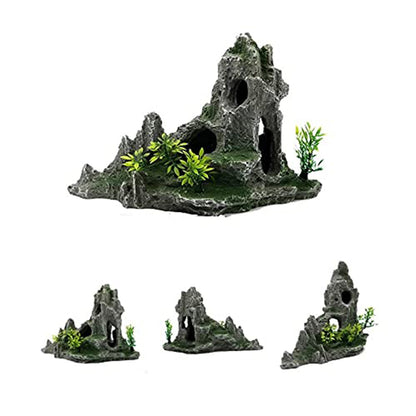 Aquarium Rockery Mountain Decor,Large Aquarium Ornament,Resin Large Rockery Ornaments, Large Shelter Hole for Fish and Shrimp, Artificial Rock Cave Landscape.