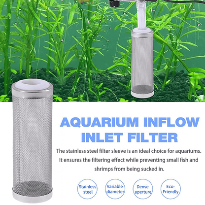 2PCS Aquarium Filter Intake Guard, Stainless Steel Mesh Inflow Aquarium Filter Guard Intake Cover for Shrimp and Fish, Water Inlet Protector 12/16MM