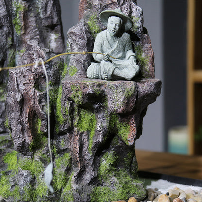Aquarium Decorations Simulated Fisherman Statue, Fairy Garden Accessories for Micro Landscape Decoration, Zen Garden for Desk