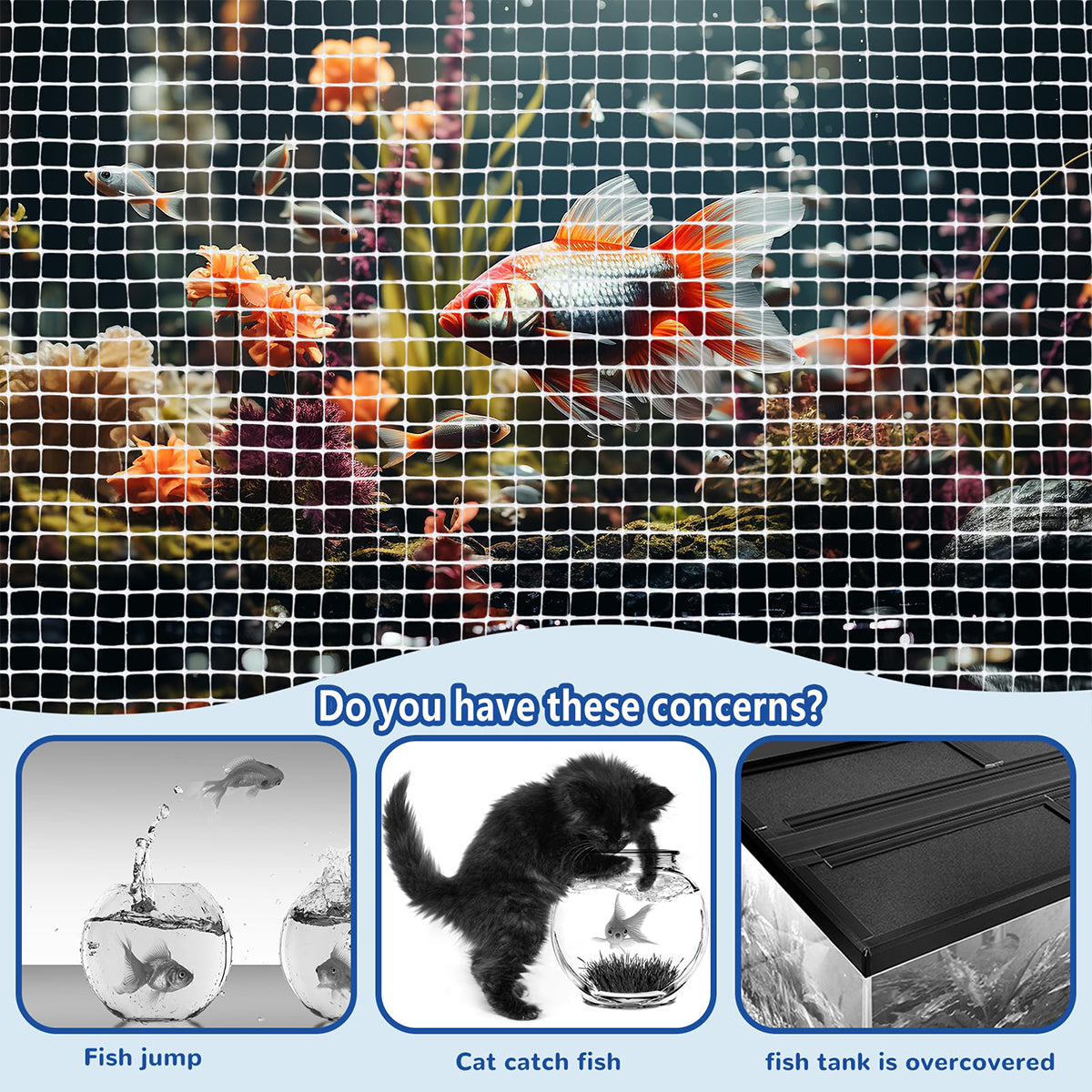 7PCS Aquarium Clear Mesh Netting, Aquarium Lid, Fish Net for Fish Tank Cover, Fish Tank Lid, Transparent Air Screen Top Cover Replacement for Aquarium Fish Tank Covering, Plastic Mesh Screen for Aquarium Net, Aquarium Top Cover, 100 X 120CM
