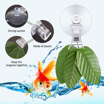 4PCS Transparent Adjustable Suction Cup Clips, Transparent Fishes Veggie Seaweed Plant Suction Cup Clip, Feeding Tool Feed Holder Aquarium Accessories for Fish Tank, Fish Feeder Clips for Marine Aquarium