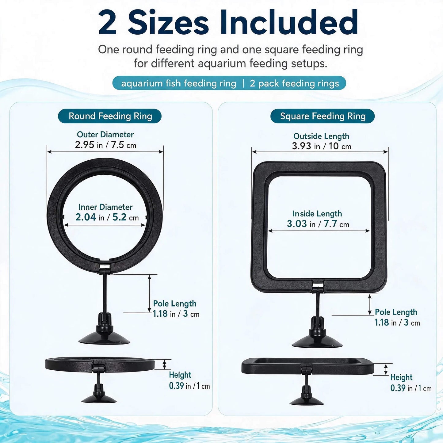 BaoZqua 2 Pack Betta Fish Feeding Ring, Floating Aquarium Fish Tank Feeder