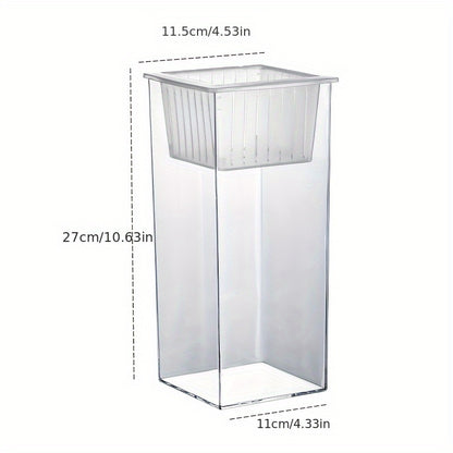 Crystal-Clear Plastic Fish Tank, Cylindrical or Rectangular Desktop Fish Tank & Hydroponic Planter, High-Transparency Display for Aquatic Plants, Fresh/Dried Flowers, Home & Office Décor