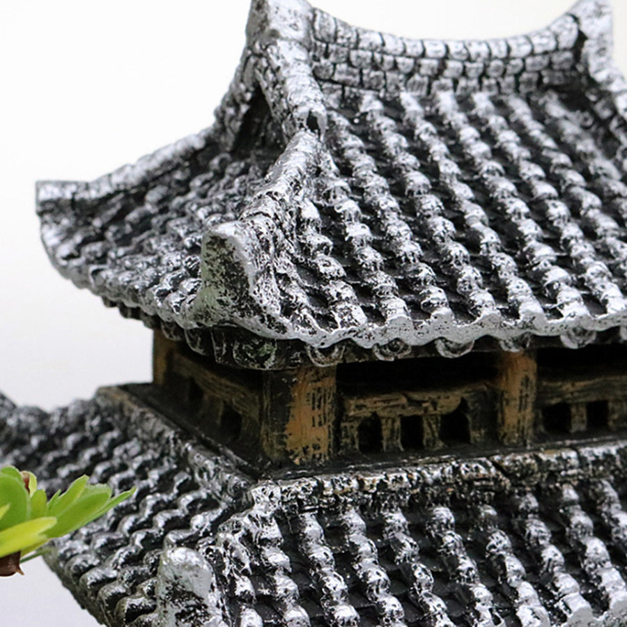 Classical Chinese Landscape for Aquarium Decorations, Fish Tank Castle with Shelf, Aquarium Ornament for Guppy Betta Clownfish