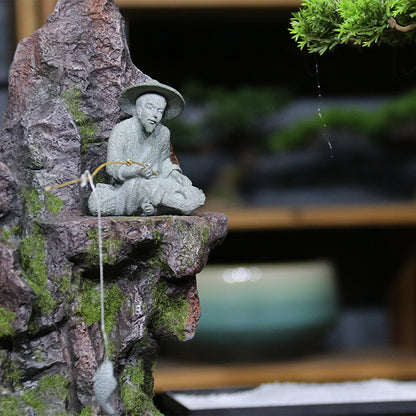 Aquarium Decorations Simulated Fisherman Statue, Fairy Garden Accessories for Micro Landscape Decoration, Zen Garden for Desk