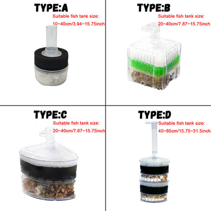 Aquarium Corner Sponge Filter,Bio Foam Filter with Natural Stone Gravels and Ceramic Rings for Fish Tank (Air Pump Not Included)