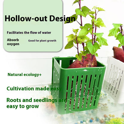 Fish Tank Plant Plastic Hydroponic Basket, Aquarium Plant Stand, Hanging Aquatic Plant Holder Pot, Aquarium Aquascape Decorations for Aquarium or Fish Tank Aquaponics and Hydroponic Plants, with Hooks Can Be Hung on the Edge of the Tank